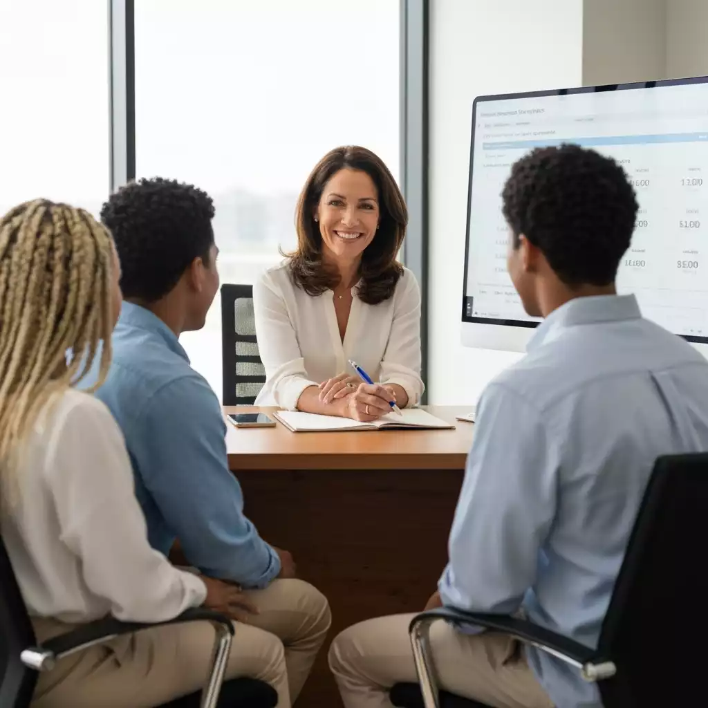 Financial advisor explaining mortgage options to a couple