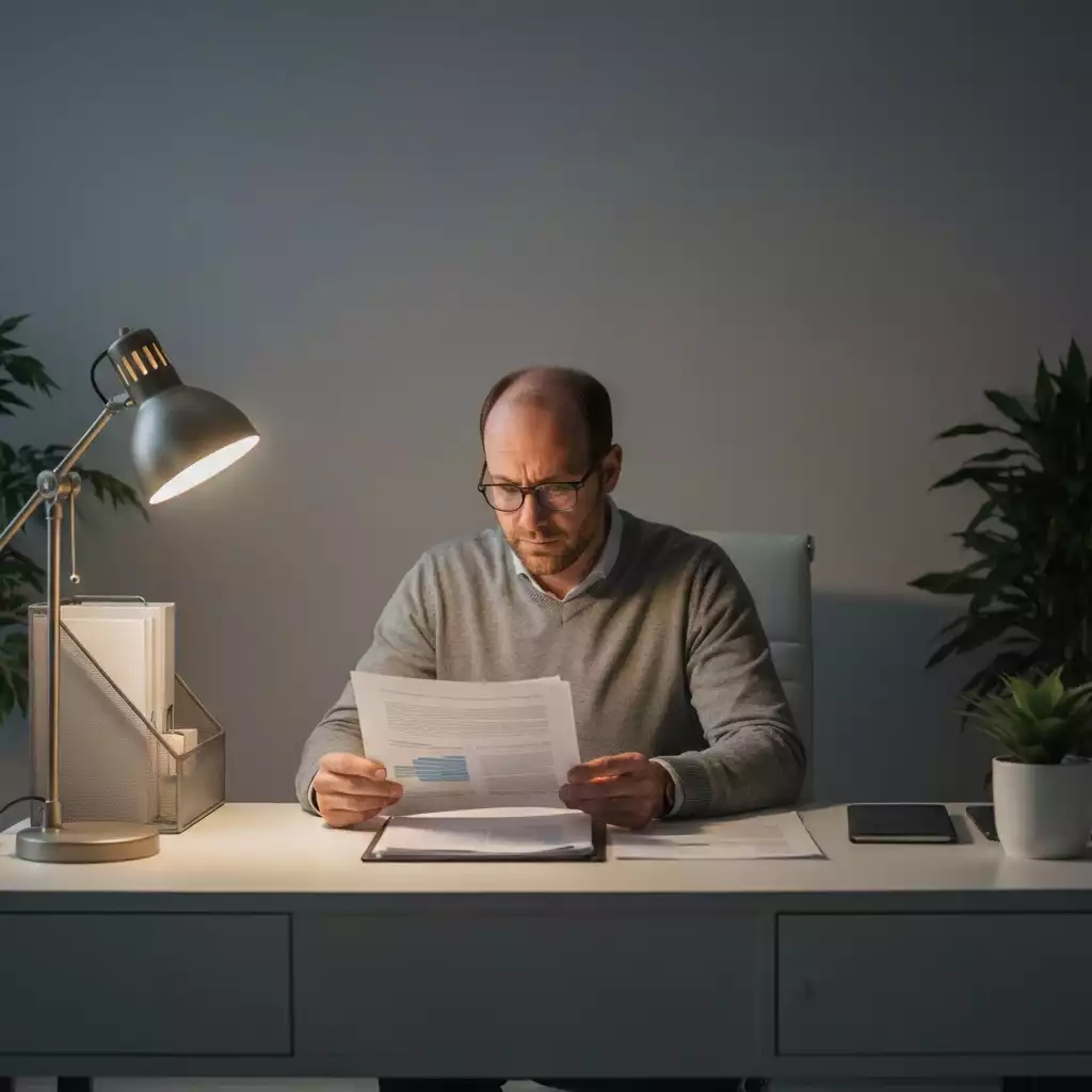 Homeowner reviewing refinancing options on laptop, focused on financial strategy