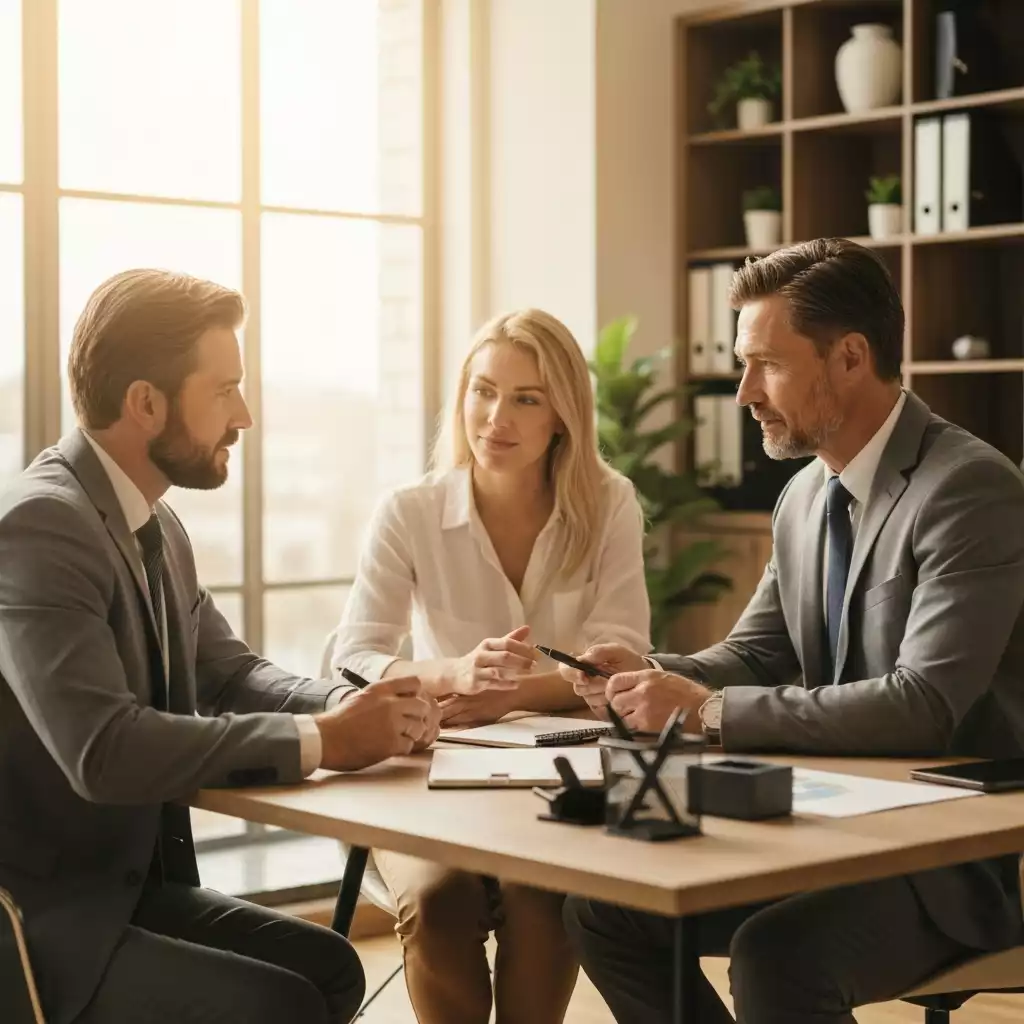 Financial advisor discussing mortgage options with a couple