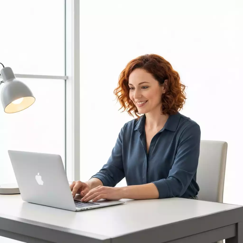 Person setting up home utilities on a laptop