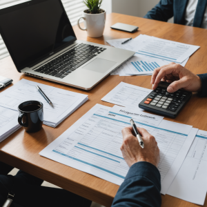 person reviewing taxes